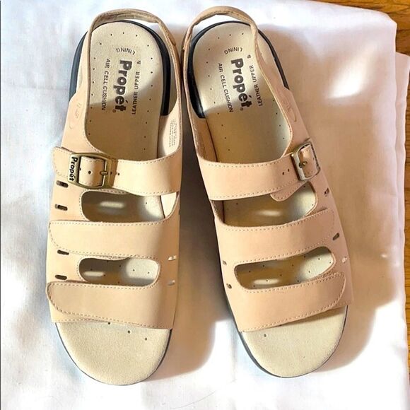 PROPET TAUPE LEATHER SANDALS.  NEW - Picture 2 of 11